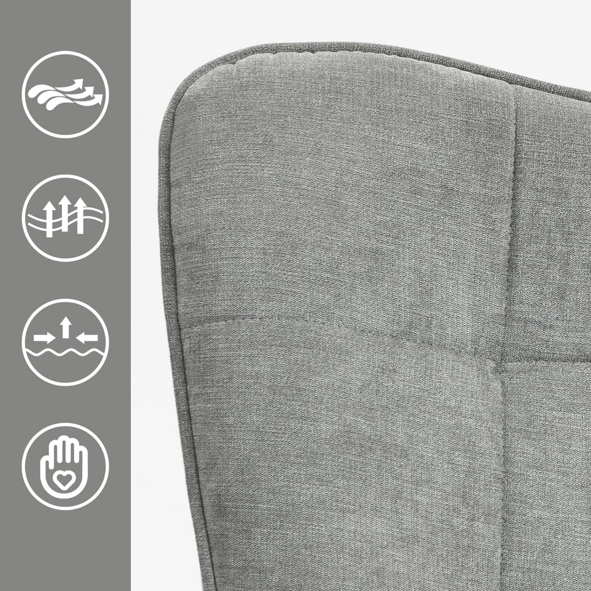 MEUBLE COSY Fauteuil, relaxstoel, leunstoelen, beklede stoel, bank, houten poten, oorstoel voor woonkamer, slaapkamer, kantoor, vanity, stof, grijs