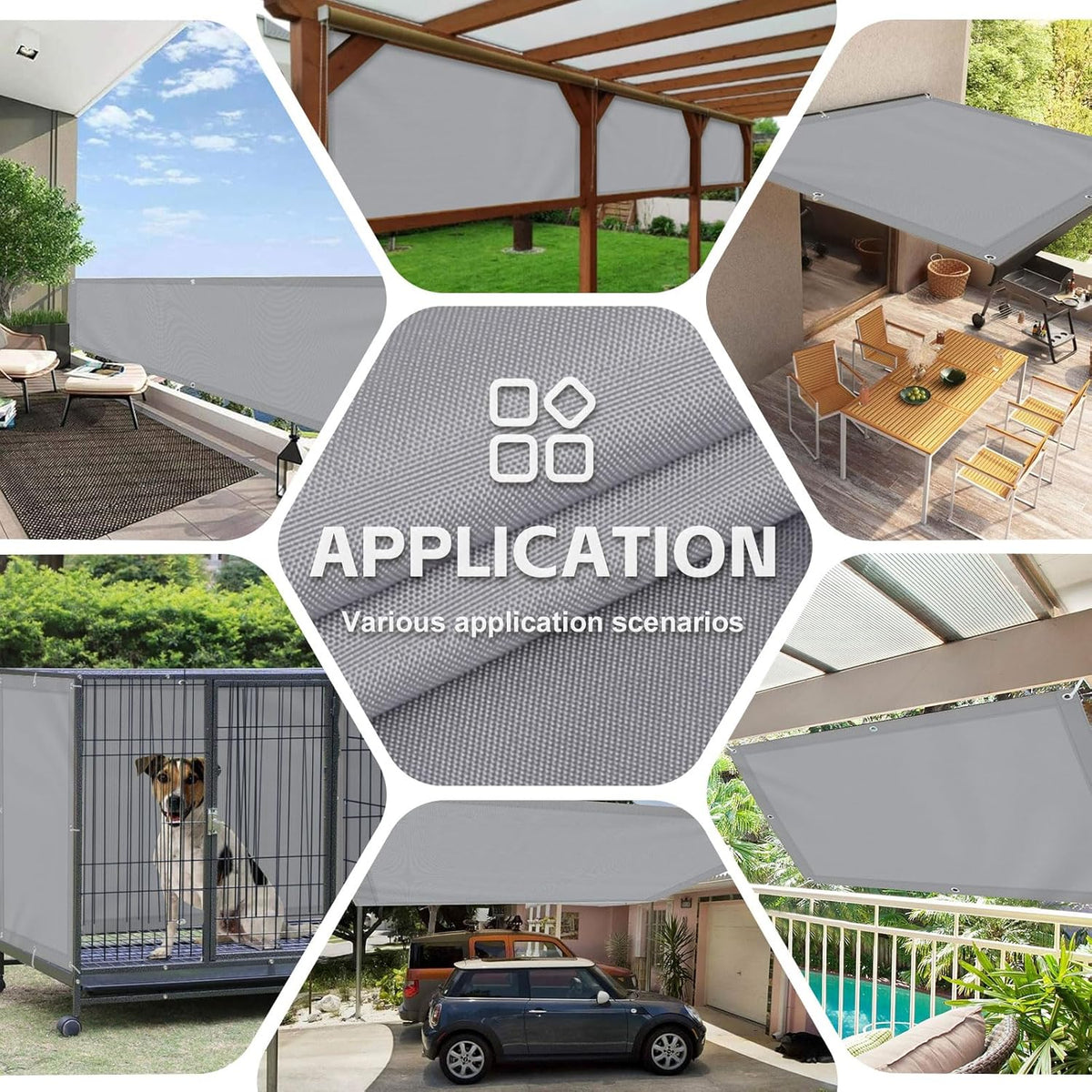 Zonneschermzeil, waterdicht, zonder boren, tuinzeil, zonneschermen voor tuin, patio, feest, pergola, balkon, 95% UV-bescherming, tuinzonnescherm, luifel met bevestigingskoorden, grijs, 4 x 5 m