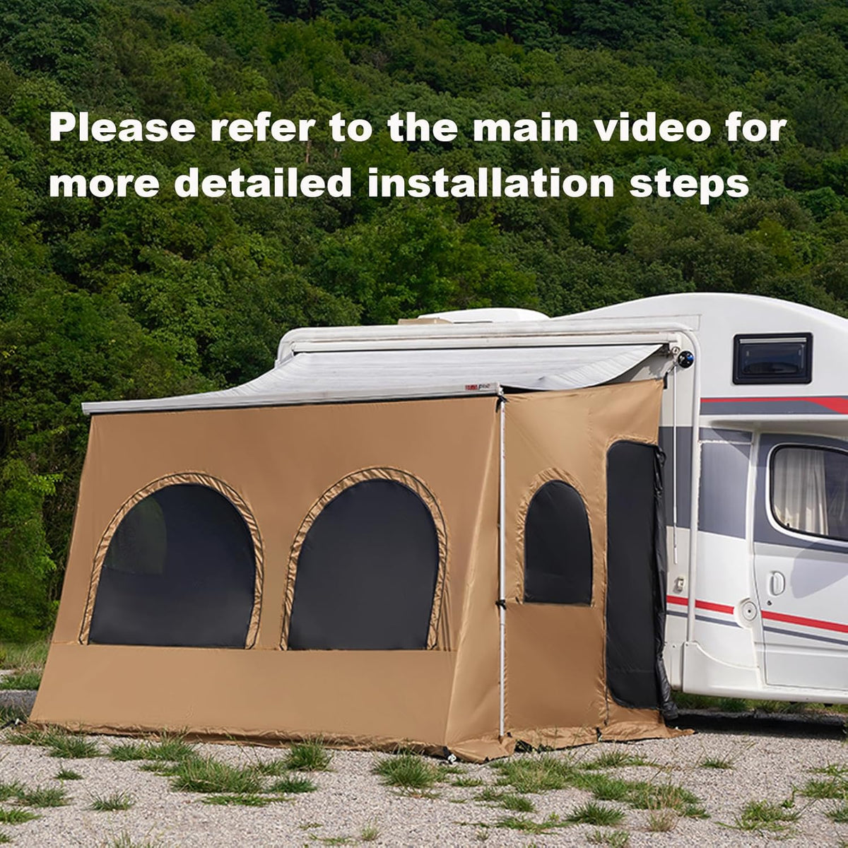 RV Luifel Screen Room Campervan Luifel Tent Camper Luifel Zonnescherm Zonnescherm voor Fiamma en Thule en Dometic Stijl Luifels. Polyester Stof Constructie, Zonbestendig, Winddicht, (Bruin 11,14 m)