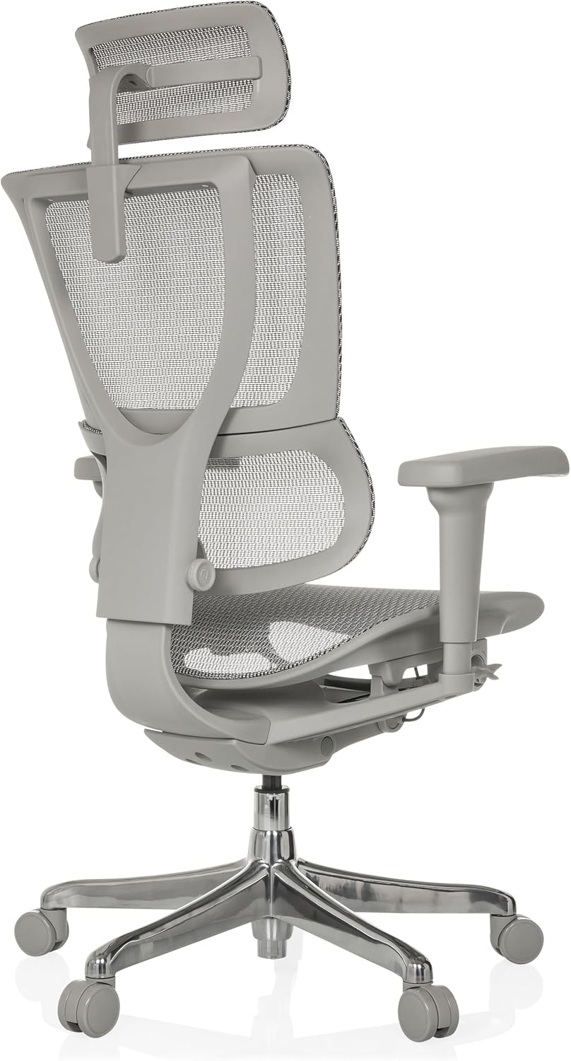 hjh OFFICE Ergonomische Ergohuman Slim Ultra G GEN2 Bureaustoel met flexibele lendensteun, netbespanning, grijs