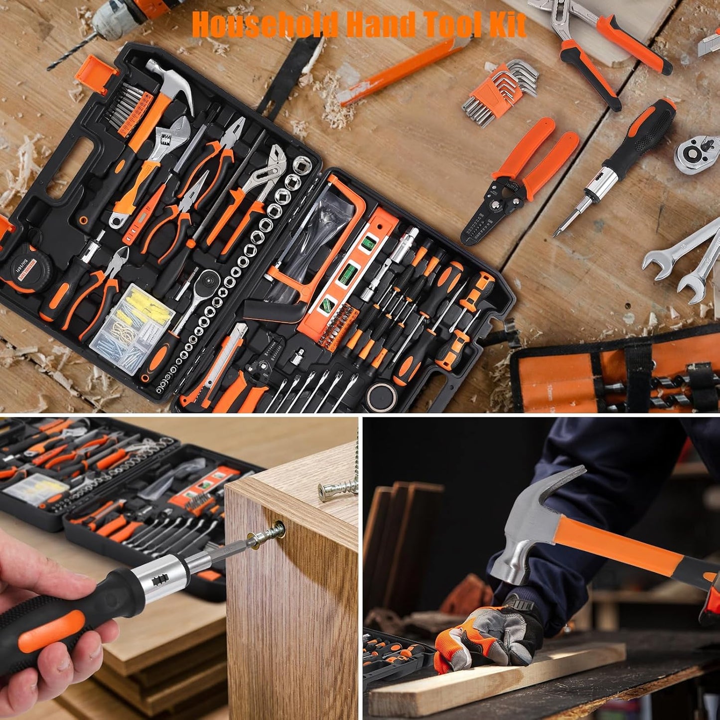 Garvee 236-delige gereedschapsset, Auto Reparatie Tool Combinatie Pakket, Socket Wrench Mixed Tool Set Hand Tool Kit met Plastic Toolbox Opbergkoffer, Complete Huishoudelijke Gereedschapskist met