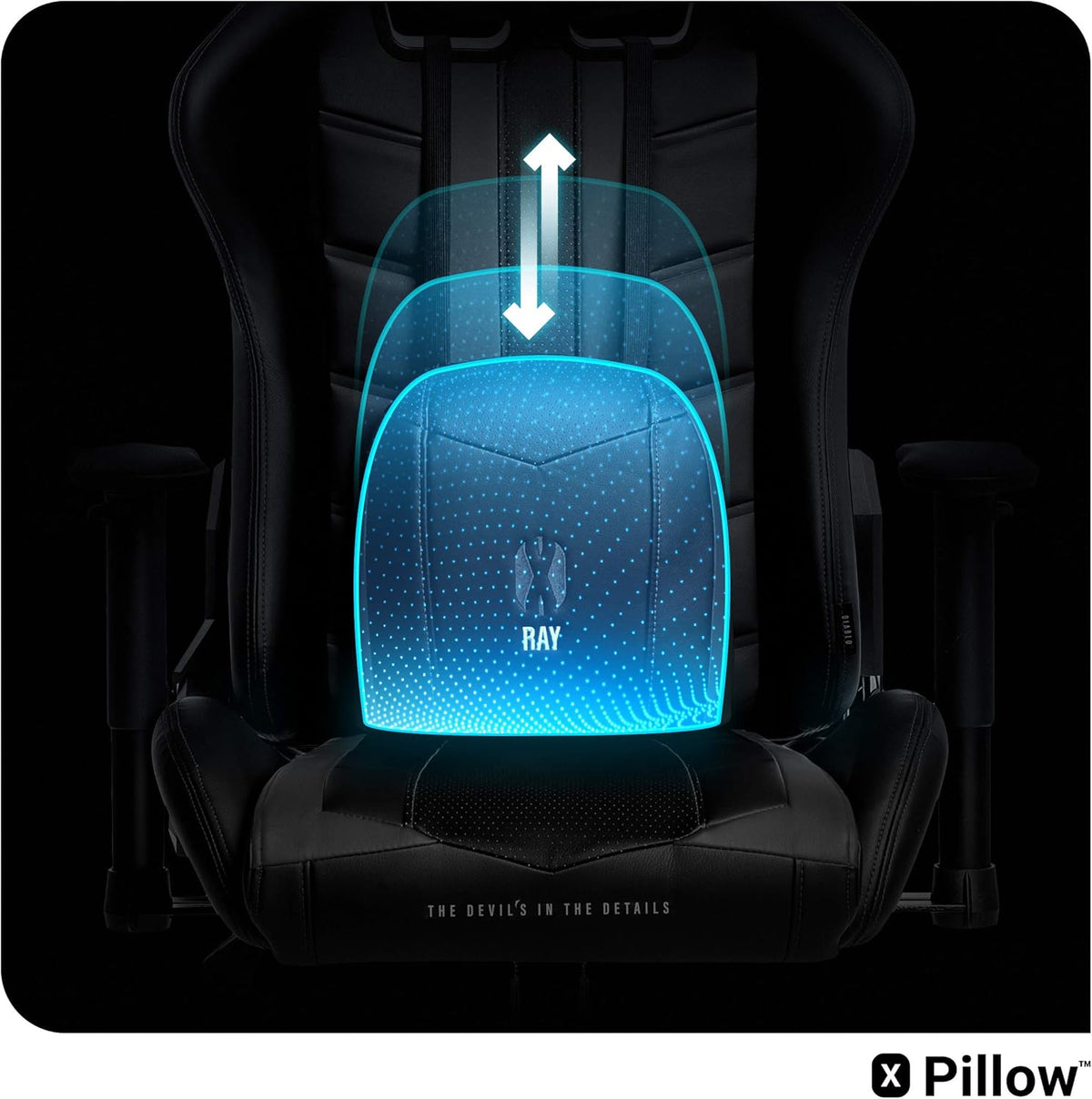 Diablo X-Ray Gaming Game Stoel Gaming Chair Bureaustoel 4D Armleuningen Ergonomisch Ontwerp Kunstleer Perforatie Kantelfunctie Zwart-Grijs Kido (S)