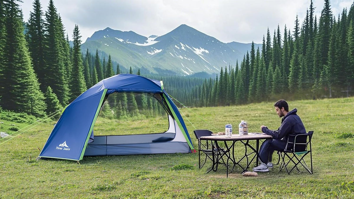 ThreeBears 2-persoonstent, waterdicht en winddicht, lichte trekkingtent met aluminium stangen en waterdicht polyester, ideaal voor kamperen, wandelen, bergbeklimmen en reizen, snelle opbouw