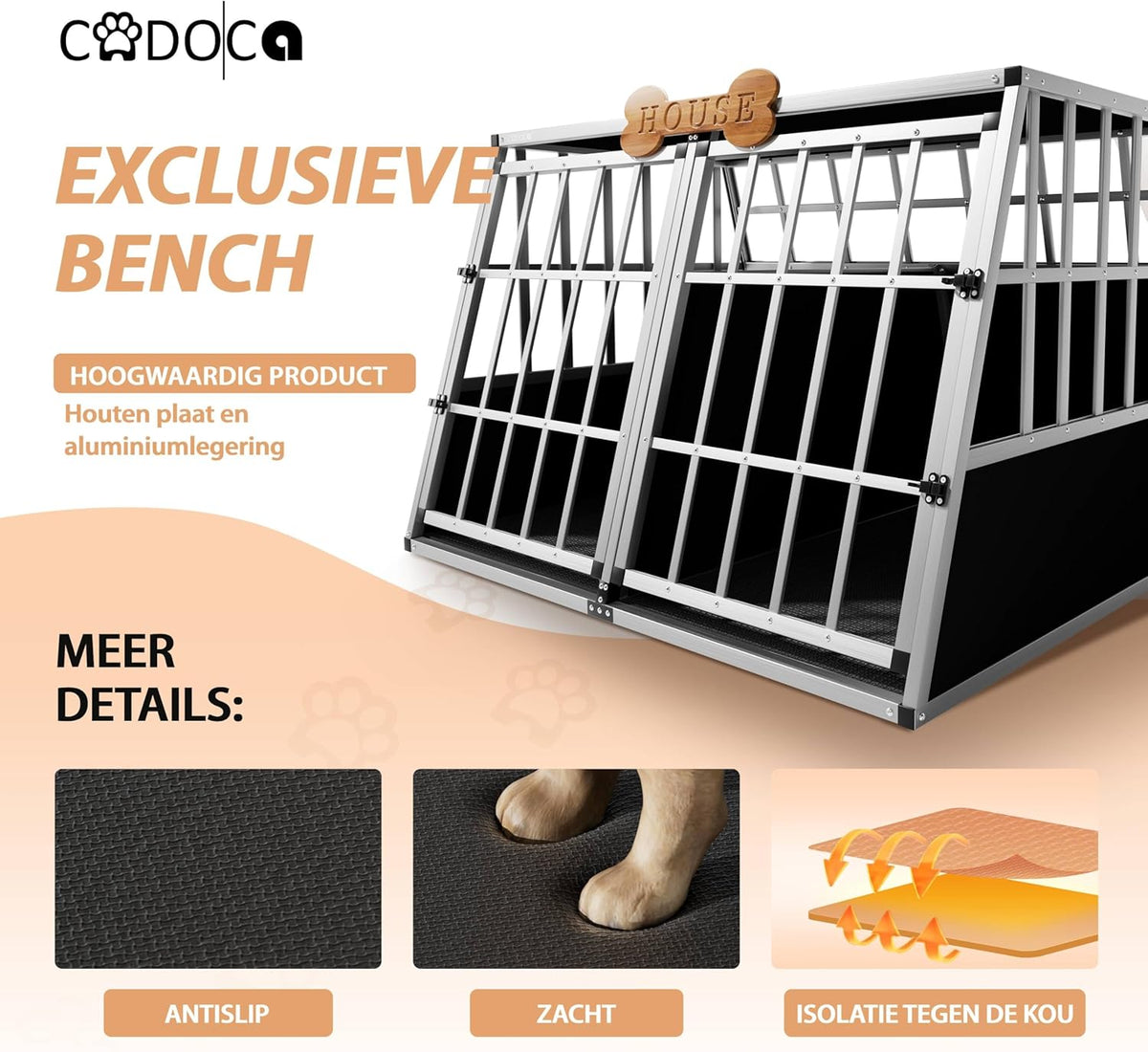 dog transport box XXL - Aluminium - lockable - transport box 97x90x70 cm - car - QUORE