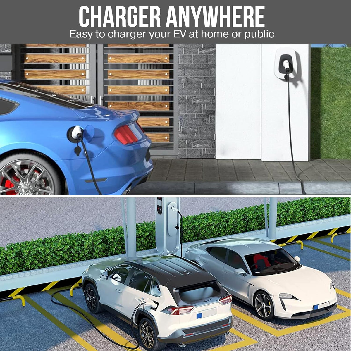 Type 2 EV-oplaadkabel met opbergtas, type 2 naar type 2 EV-laadkabel, 5 m, 7 kW, 32 A, 1-fase, snellader type 2 EV-oplader voor Tesla en elektrische voertuigen, auto's, thuis en in het openbaar