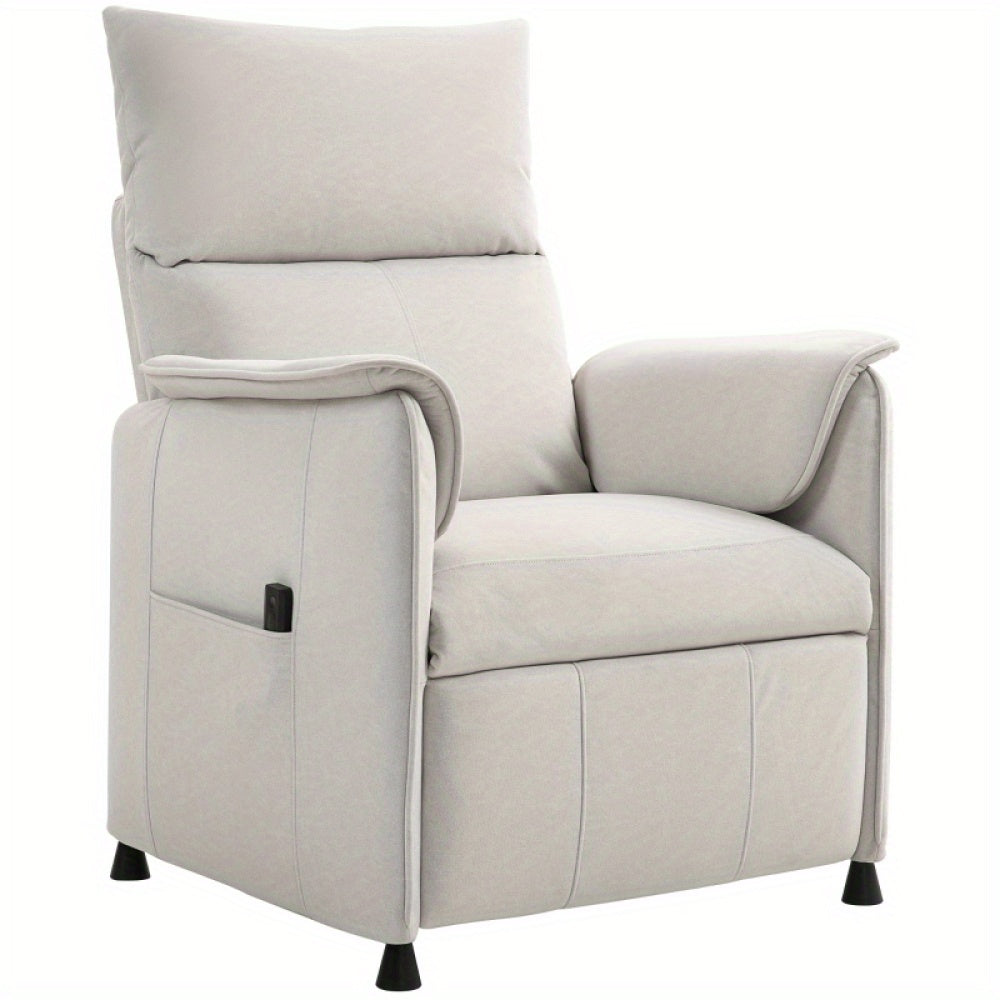 Loungestoel – Relaxstoel – Zitzak – Fauteuil – Relaxfauteuil – Crème Kunstfluweel – Verstelbare Ligstand – Memoryfunctie Met Geruisloze Bediening