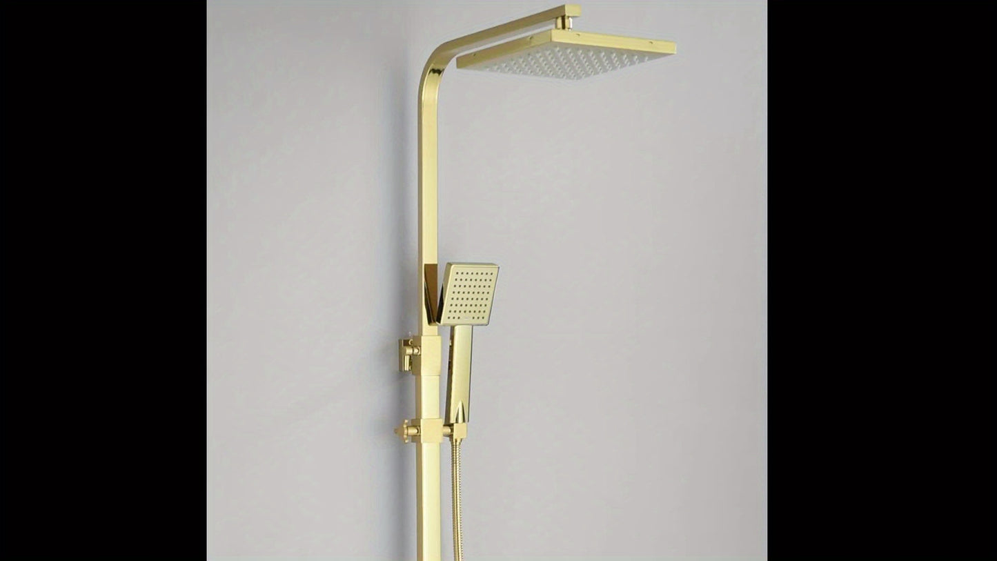 Modern Gouden Douche Systeem – Douche Set – Regendouche – Handdouche – Mengkraan – 20 cm Regenval – Thermostatisch – Wandmontage
