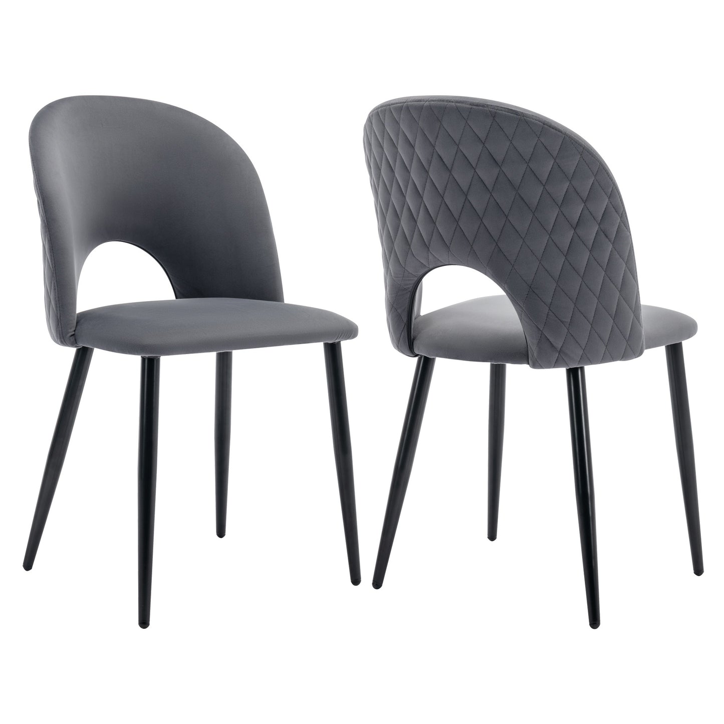 Eetkamerstoel – Stoel – Designstoel – Diningset – Vergaderstoel – Grijs – Metalen Frame – Verstelbare Poten – Ergonomisch Zitten – Diamantpatroon Rugleuning