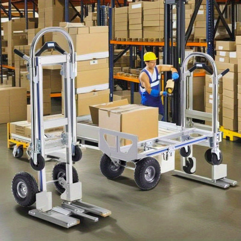 Handkar – Steekwagen – Platformkar – Transportkar – Trolley – Aluminium 362 kg Draagvermogen – Inklapbaar Met Rubberen Wielen