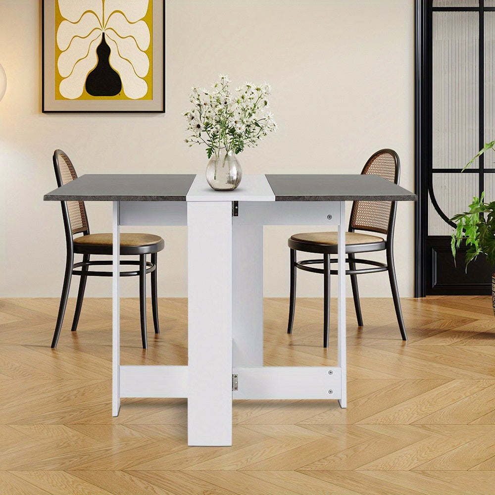 Eettafel – Tafel – Eettafel Uitbreidbaar – Keukentafel – Tafel Rechthoekig – Modern Wit & Natuurlijk Klei Bruin – Compact Formaat 103x76x73,4 cm – Onderhoudsvriendelijk & Stevige Poten