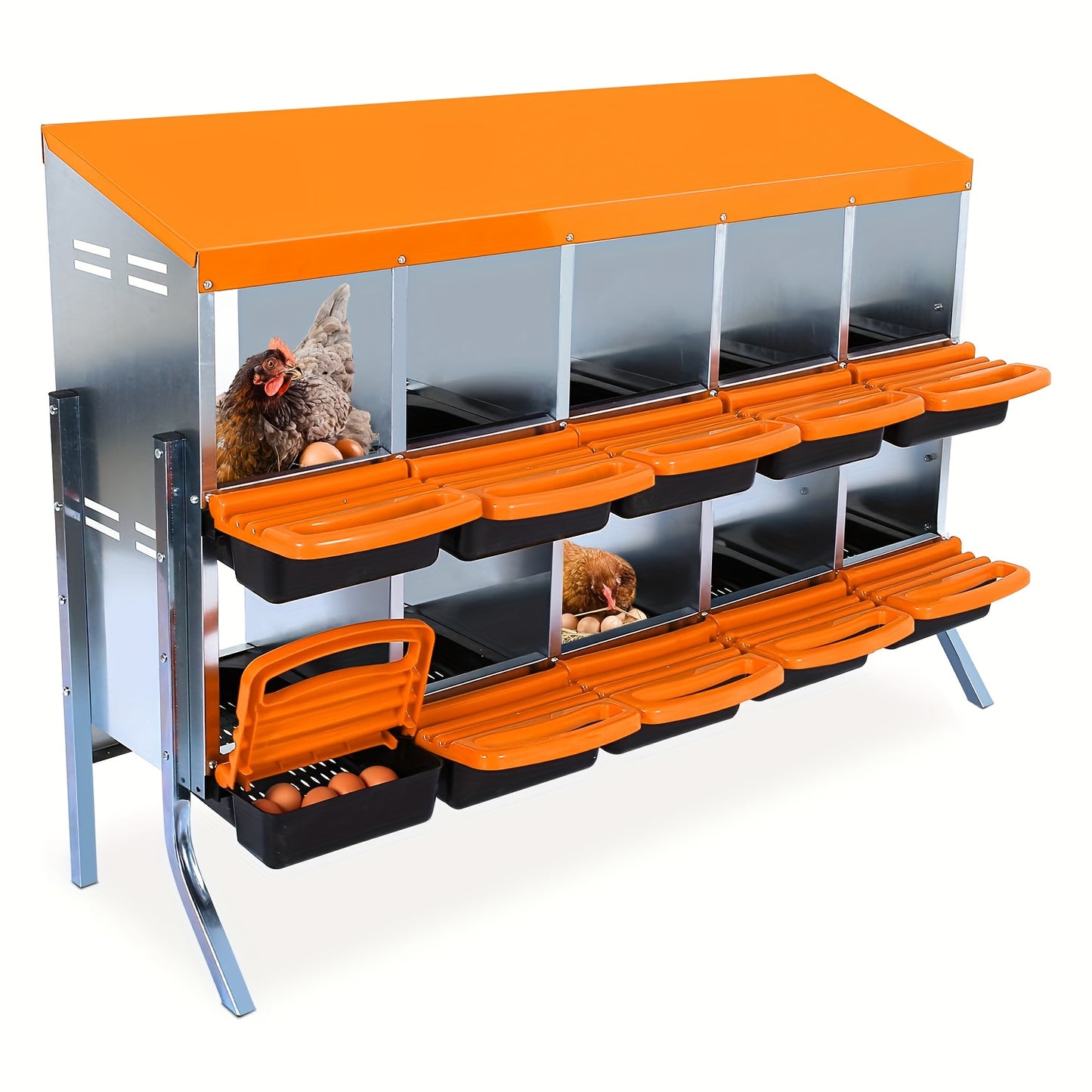 Kippenhok – Nestkast – Legnest – Pluimveehok – Kippenren – Gegalvaniseerd Staal – Waterbestendig Dak – Uitneembare Egg Tray