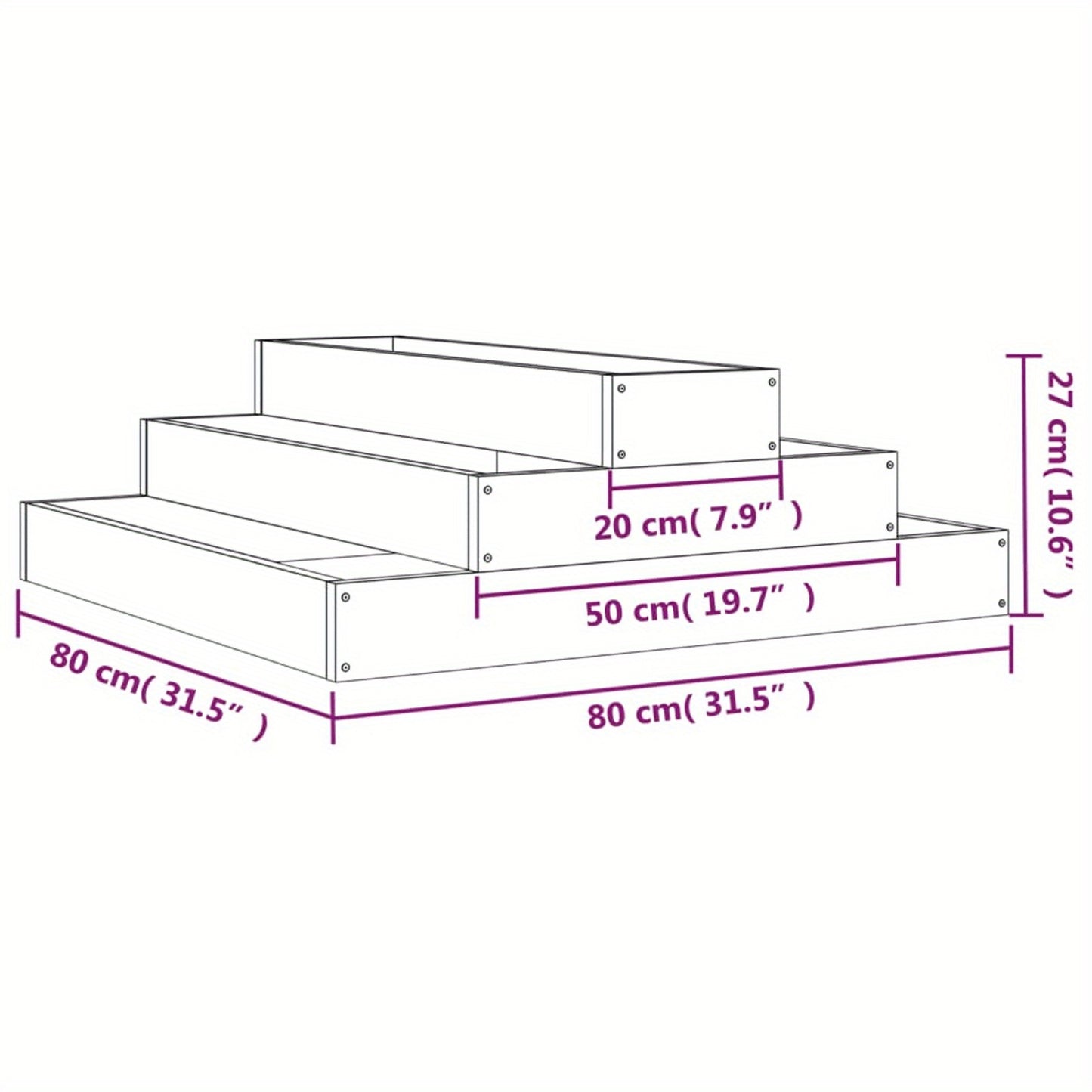 Plantenbak – Bloembak – Moestuinbak – Kruidenbak – Tuinbak – Verhoogde Houten Plantenbak – Stevig Dicht Dennenhout – 80x80x27 cm – Grijs
