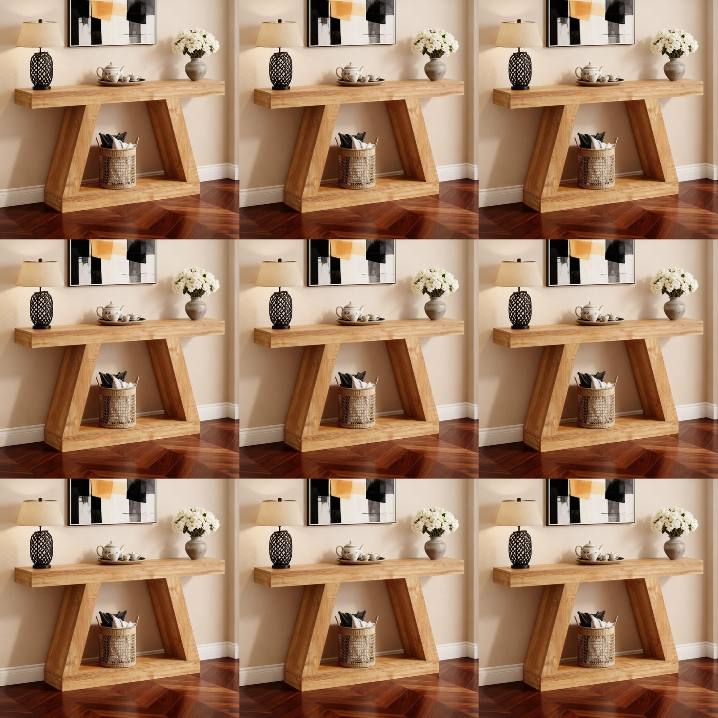 Houten Sidetable – Sidetable – Haltafel – Wandtafel – Console Table – Natuurlijk Bruin – 140 cm Breed – Stevig Geperst Hout
