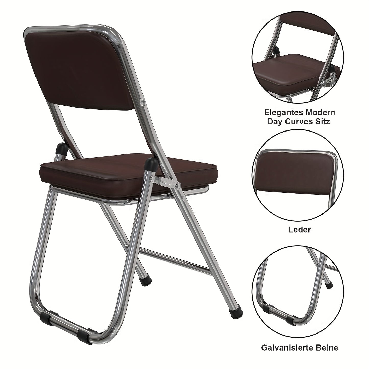 Set van 4 Eetkamerstoelen – Bruin Kunstleer met Comfortabele Bekleding – Stijlvolle Lounge Stoelen voor Keuken, Eetkamer, Feest of Vergaderruimte