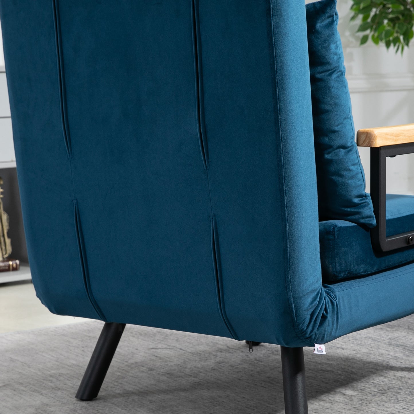 Slaapstoel – Slaapbank – Slaapfauteuil – Vouwbed – Logeerbed – Verstelbare Rugleuning 5 Standen – Fluwelen Bekleding Blauw