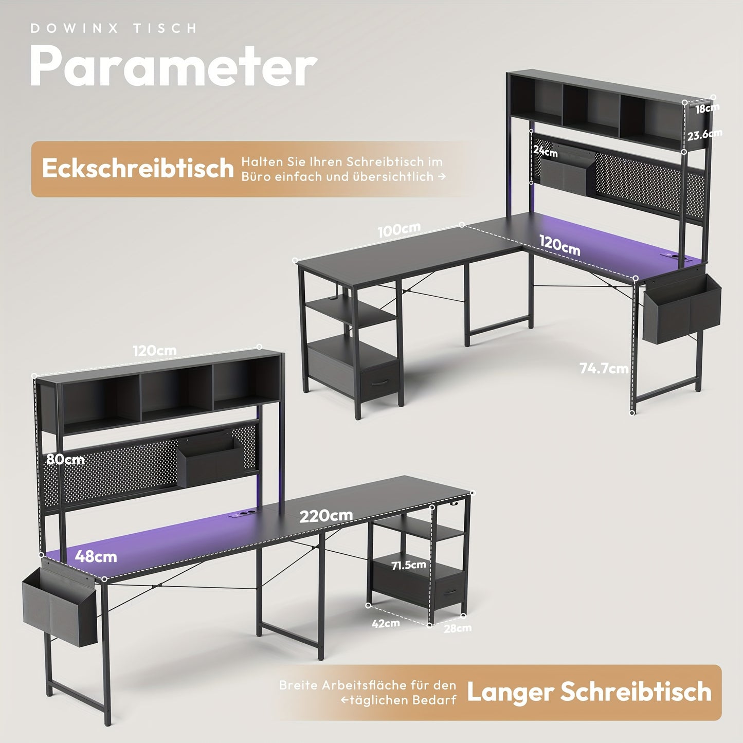 Bureau – Bureautafel – Computertafel – Hoekbureau – Schrijftafel – Modern Metalen L-Vormig – Met Opbergrek – Ruimtebesparend – Zwart