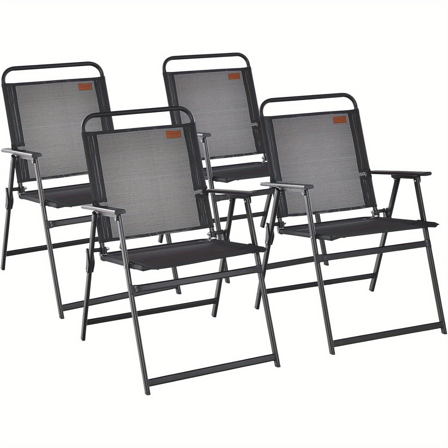Tuinstoel – Balkonstoel – Tuinmeubel – Klapstoel – Stoel Met Armleuning – Inklapbaar – Ademend Zitvlak – Set Van 4 Hoogwaardige Tuinstoelen