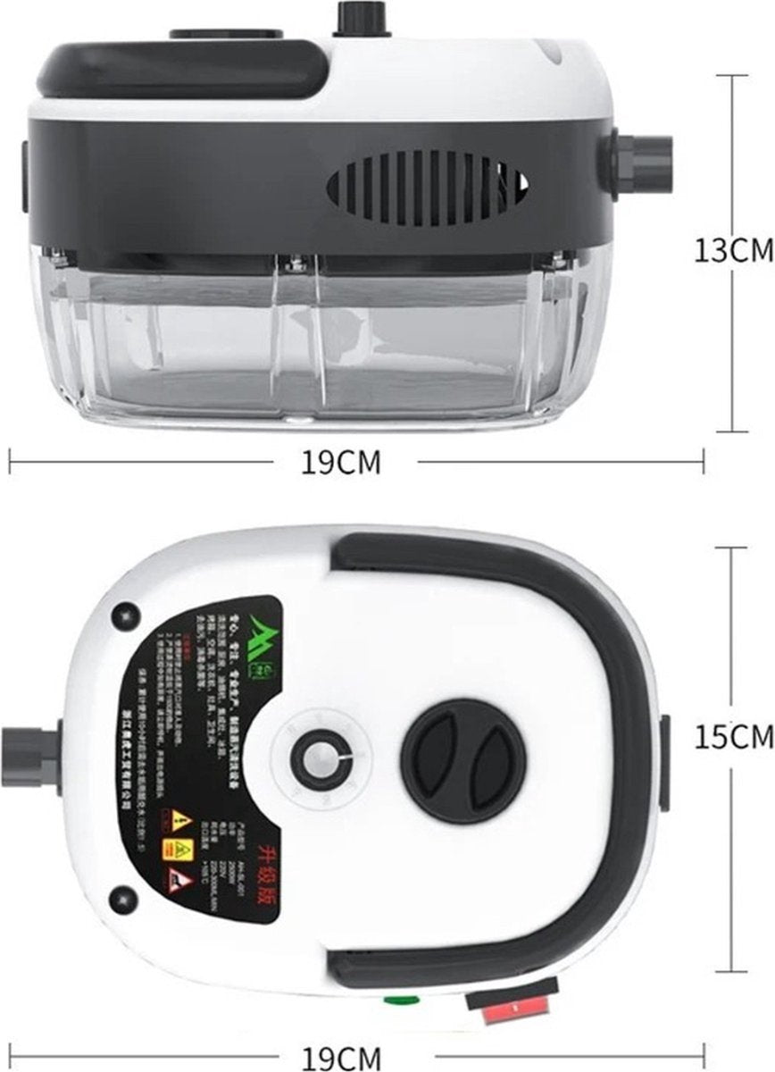 Handstoomreiniger - Draagbare Handstoomreiniger Schoonmaak - Stoomreiniger - Tapijtreiniger - Stoomreinigers - Stoomapparaat - Vloerreiniger - Autoreiniger - 2500W - 220V - Inclusief 3 Opzetborstels - Wit