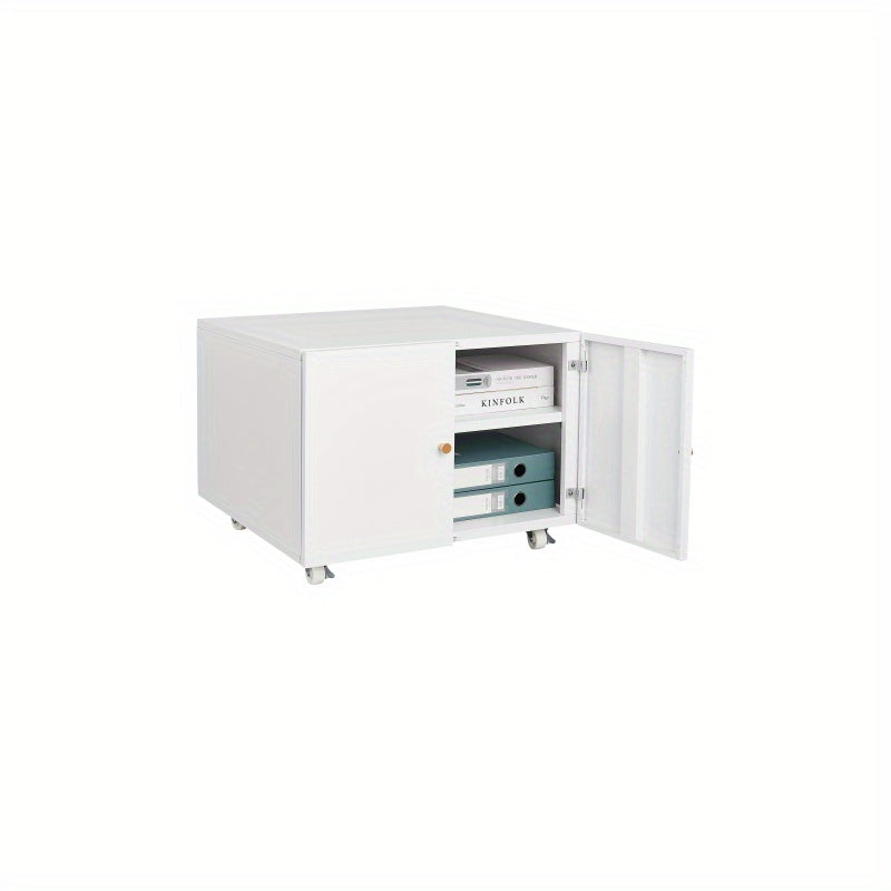 Mobiele Printerstandaard – Mobiele Printertafel – Printerrek – Printerhouder – Printerwagen – Met Metalen Frame – Verstelbare Plank En Deur – Wieltjes Voor Thuiswerkplek – Wit