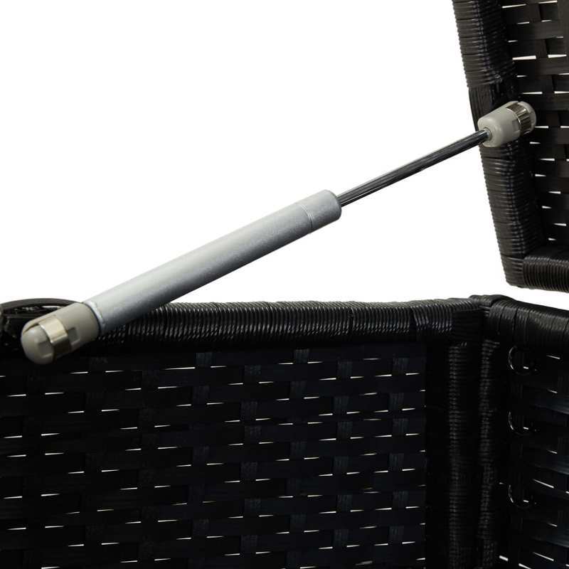 Tuinkist – Opbergbox – Kussenbox – Tuinopbergbox – Tuinmeubelbox – Zwarte Gevlochten PE Rattan – Gasveer Deksel – Afsluitbaar – 100x50x50 cm – Duurzaam Gepoedercoat Stalen Frame