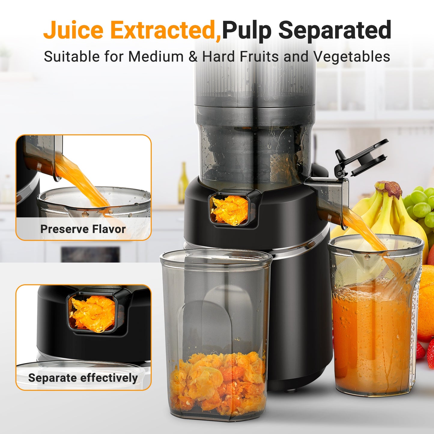 Slow Juicer – Sapcentrifuge – Juicer – Groente- En Fruitsapmaker – 1,8 Liter Inhoud – 250 Watt – Stil Met Anti-Drup Tuit