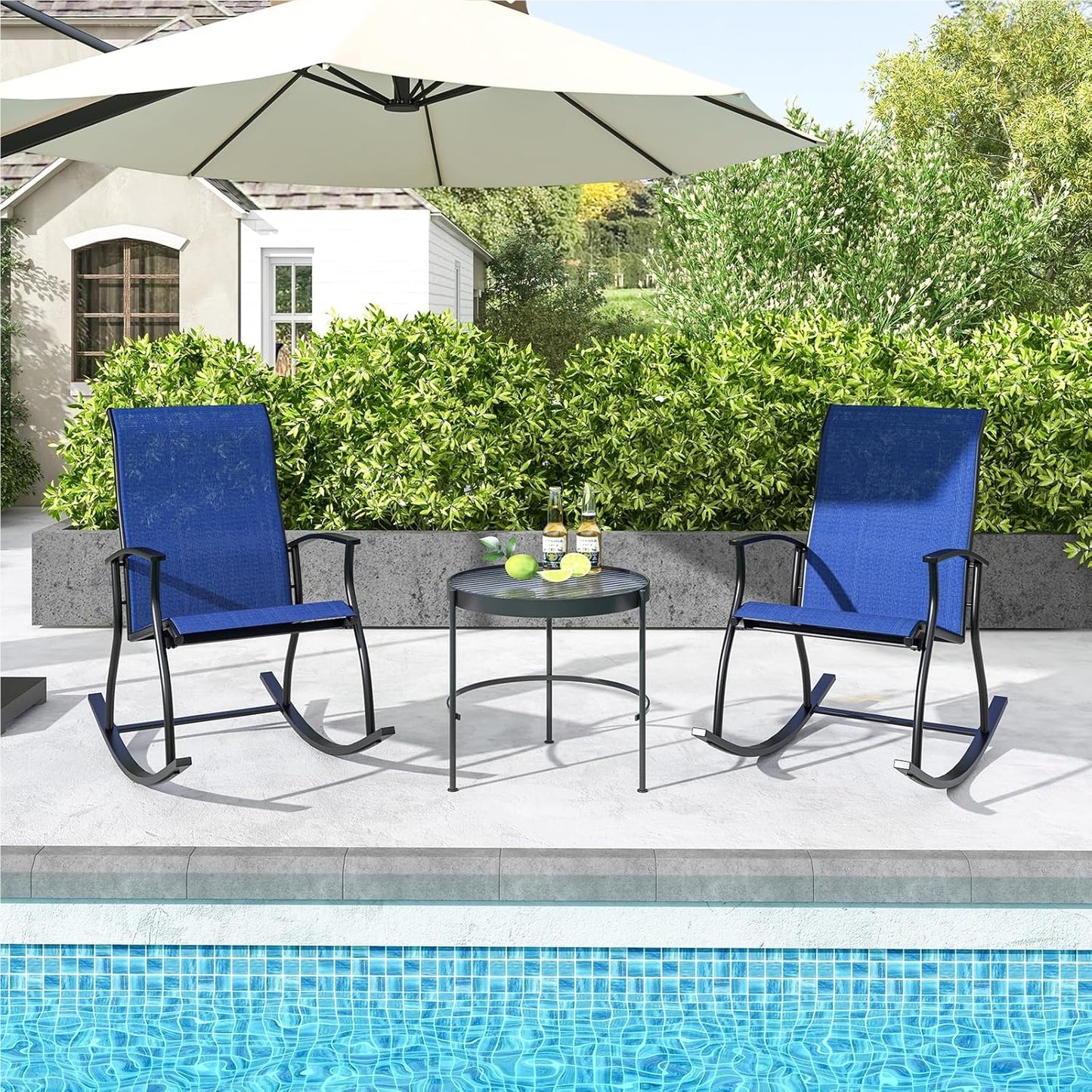 Schommelstoel – Relaxstoel – Fauteuil – Voedingsstoel – Tuinstoel – Hoge Rugleuning – Ademend Scheurvast Stof