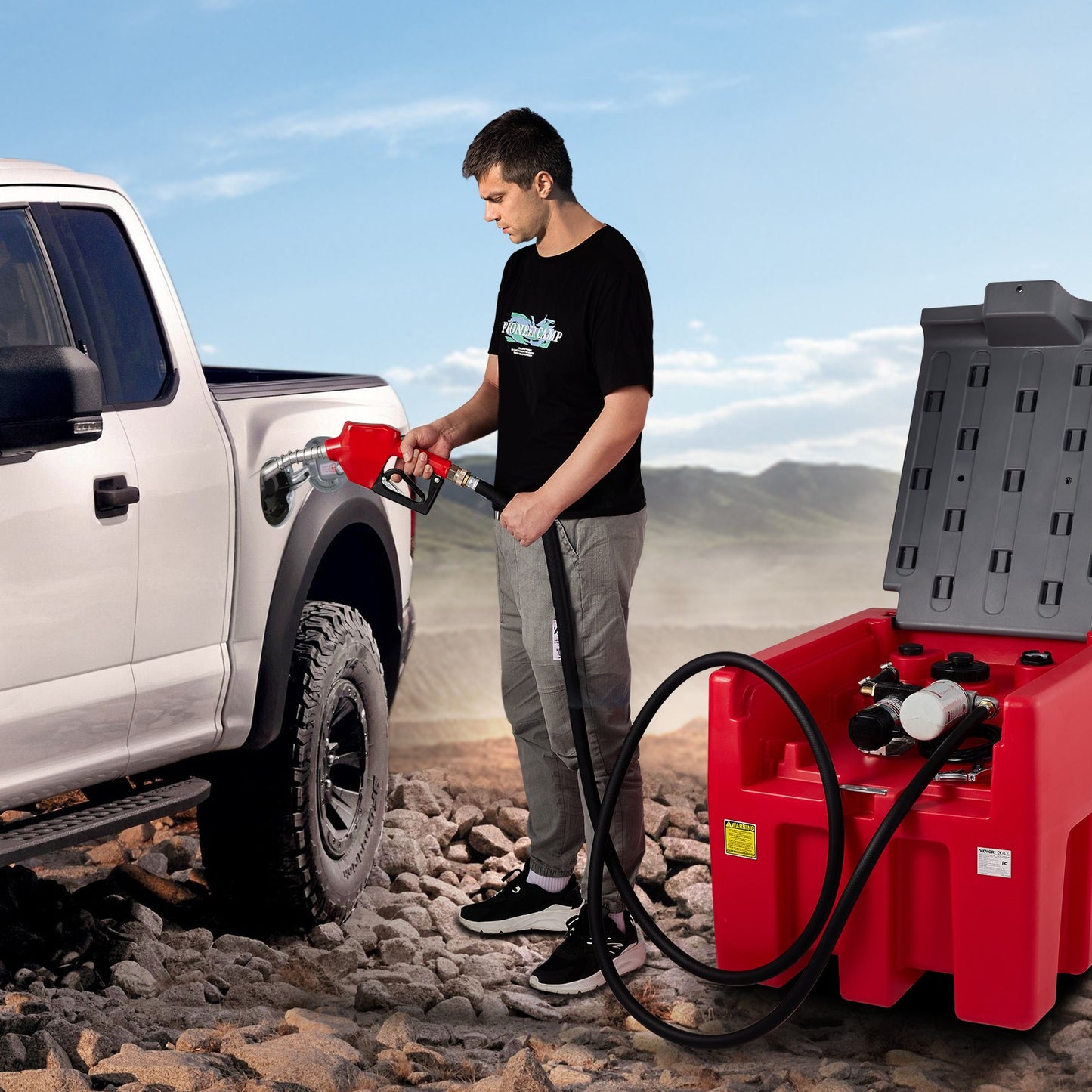 Mobiele Dieseltank – Diesel Tank – Brandstoftank – Mobiele Brandstoftank – Diesel Opslagtank – 220 Liter Inhoud – 12V Elektrische Pomp 40L/min