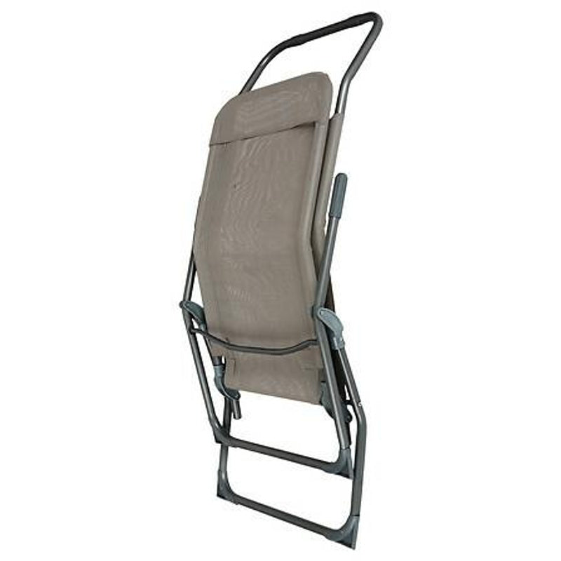 FOLDABLE SUN LOUNGER in Anthracite/Taupe with Armrests and Mesh Back