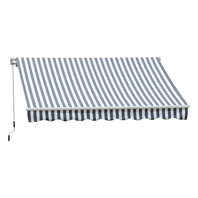 Knikarmscherm – Verstelbaar Zonnescherm – Uitschuifbaar Scherm – Inklapbare Luifel – Handbediend Zonnescherm – 2,95 x 2,45 meter – Weerbestendig Aluminium – Lichtgrijs-Wit