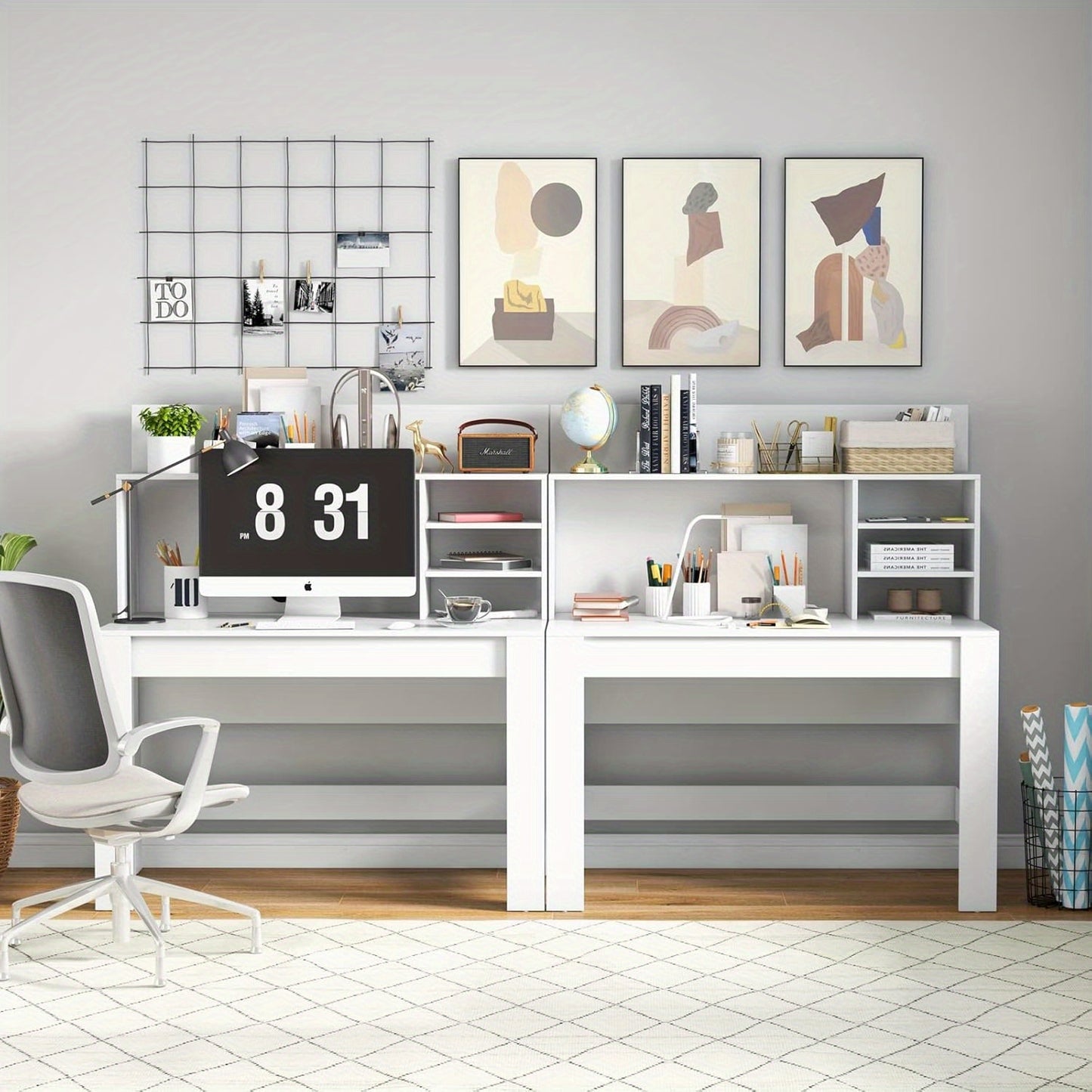 Bureau – Computertafel – Bureautafel – Werkplektafel – Schrijftafel – Modern Wit – MDF & Houtcomposiet – Ruim Tafelblad 120x54 cm – Kabeldoorvoer