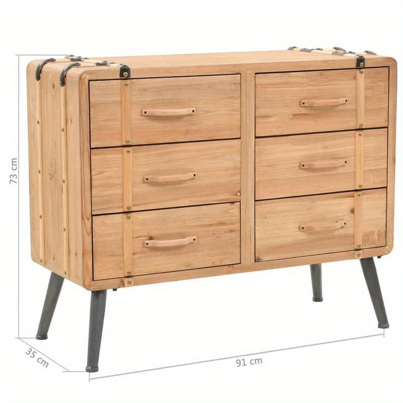 Ladekast – Opbergkast – Dressoir – Ladenkast – Kast Bruin – Massief Vurenhout – Compacte Afmetingen 91x35x73 cm