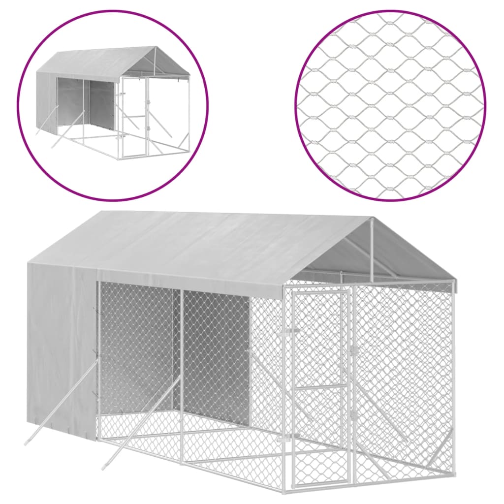 Buitenren voor Huisdieren – Hondenren – Konijnenren – Kippenren – Dierenren – Robuust Gegalvaniseerd Staal – Water- en UV-bestendig Dak 2x6x2,5m