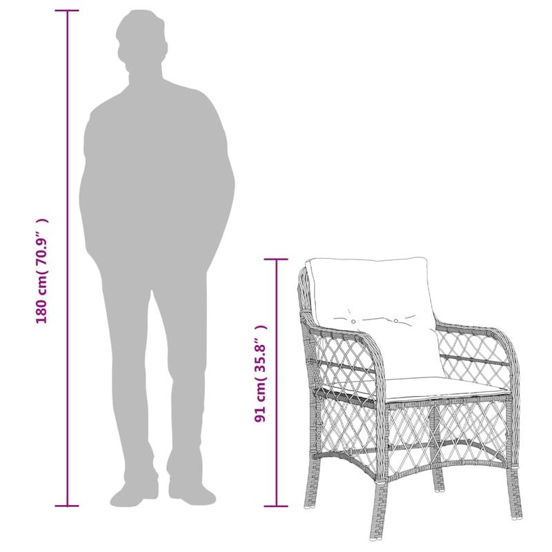 Tuinset – Tuinmeubel – Terrasmeubilair – Buitenmeubilair – Loungeset – Zwart Poly Rattan – Weerbestendig & Comfortabel – Moderne Strakke Design