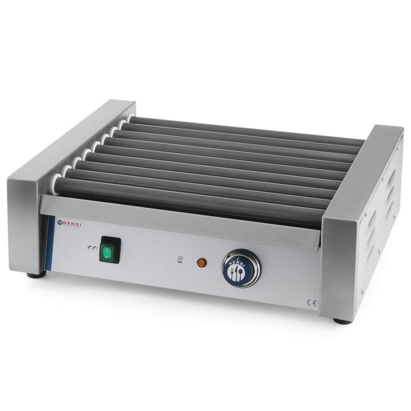 Rollengrill – Roller Heater – Snackwarmer – Snackroller – Snackverwarmer – 9 Non-Stick Rollers – Roestvrijstalen Behuizing 940W