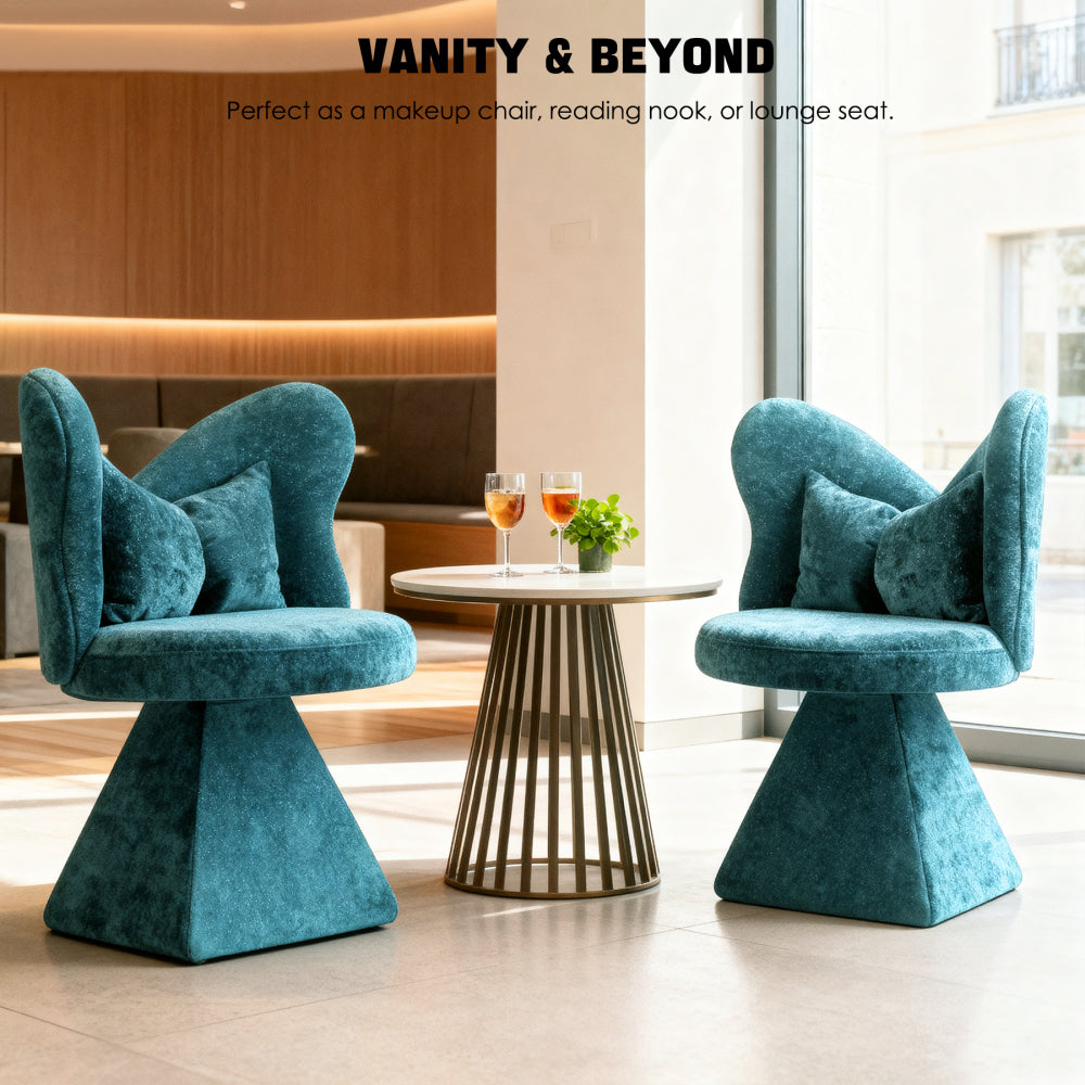 Draaifauteuil – Accentstoel – Eetkamerstoel – Relaxstoel – Bureaustoel – Vlinderrug Ontwerp – 360 Graden Draaibaar – Eenvoudige Montage – Blauw