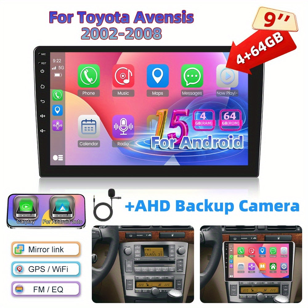 Autoradio – Auto Radio – Car Audio – Multimedia Radio – Android Autoradio – 9 Inch IPS Touchscreen – Draadloos CarPlay & Android Auto – 4GB RAM 64GB Opslag – Inclusief AHD Achteruitrijcamera