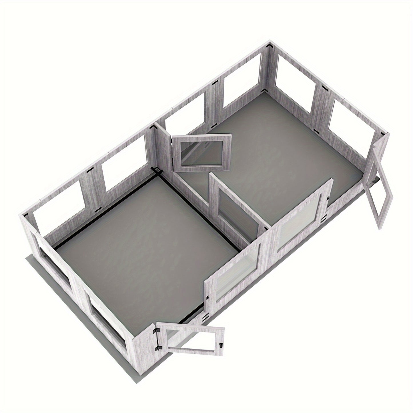 Hondenren – Hondenkennel – Werpkist – Puppyren – Binnenren – Gehard Glas – Transparante Acryl Panelen – 14 Panelen Modulair – Beschermrand Tegen Knellen – 3 Toegangsdeuren – Houten Frame – Veilig & Duurzaam