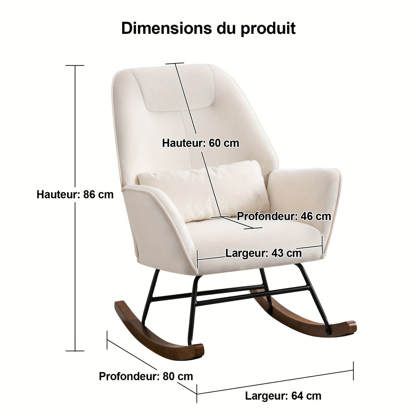 Moderne Schommelstoel – Relaxstoel – Draaifauteuil – Lounge Stoel – Schommelstoel Wit – Ergonomische Hoge Rugleuning – Stevig Metalen Frame
