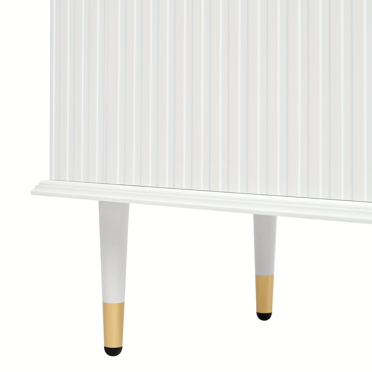 Modern White & Golden Metal TV Stand with Open Shelves & Drawers - Heavy-Duty Lacquered Textured Cabinet, Cushioned Hinges, Minimalist Media Console for Flat-Screen TVs, Easy Assembly (No Wood)