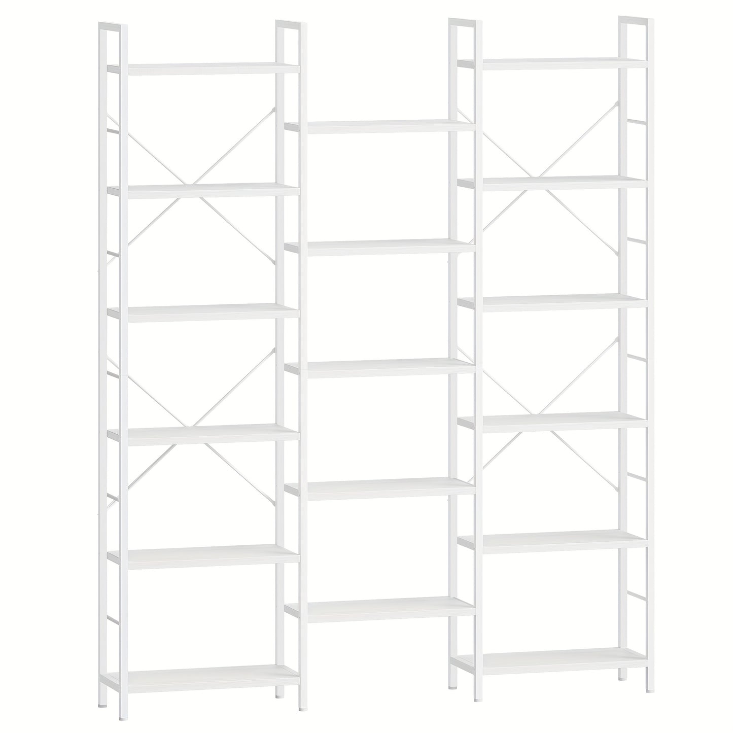 Boekenplank – Boekenrek – Wandplank – Boekenhouder – Witte Verticale Boekenkast – 17 Verstelbare Planken – 24x152x186 cm – Met Metaal Frame