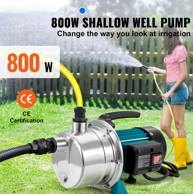 Ondiepe putpomp - Rioolpomp - Tuin waterstraalpomp - 800W - 2900 TPM - 3700L/u Debiet - voor irrigatie, wateroverdracht, huishoudelijk - QUORE