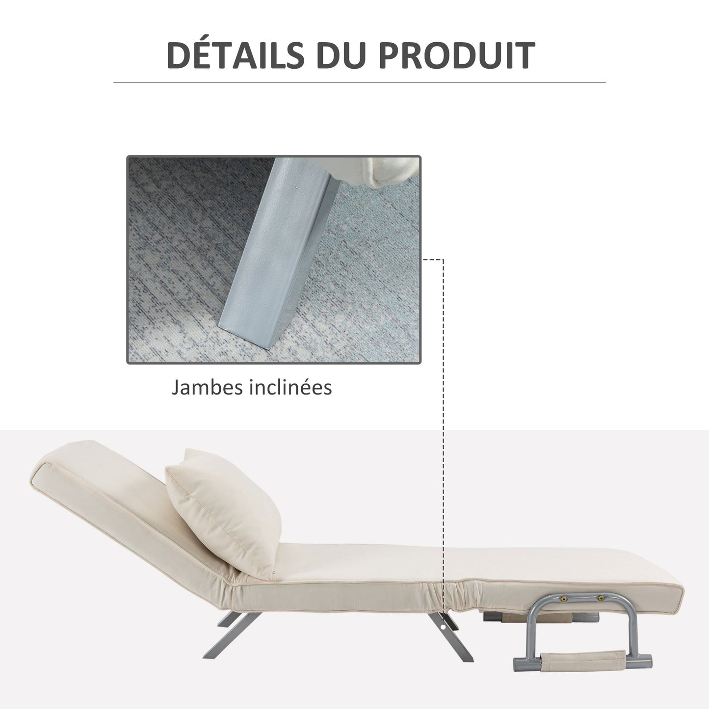 Sleeper Chair – Relaxfauteuil – Slaapfauteuil – Lounge Stoel – Tv Stoel – 5 Verstelbare Standen – Afneembare Wasbare Suède Bekleding – Wit