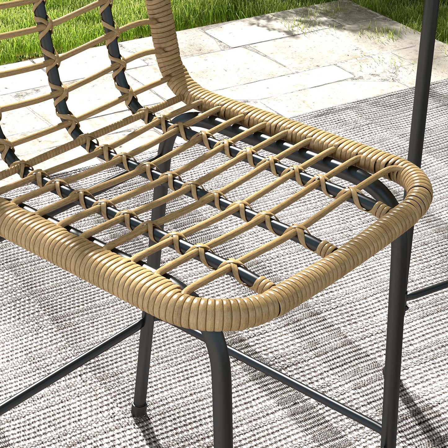 Bistroset – Tuinset – Balkonset – Terrasset – Zitgroep – Bohemian Design – Metaal & Gehard Glas – Compact voor 2 Personen – Natuurlijk Zwart