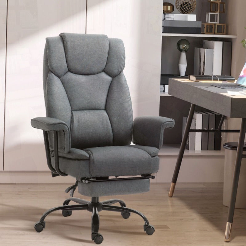 Bureaustoel – Office Chair – Kantoorstoel – Draaistoel – Verstelbare Stoel – Ergonomisch – 150° Kantelbare Rugleuning – Inklapbaar – Grijs – Roestvrijstalen Frame – Max 135 kg