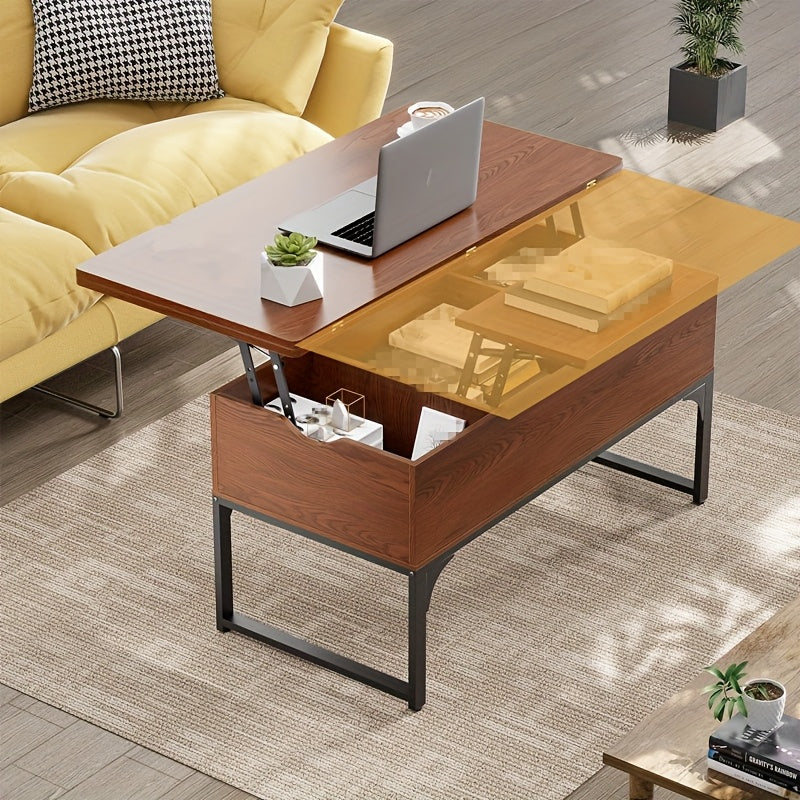 Salontafel – Koffietafel – Bijzettafel – Woonkamertafel – Tafel – Verstelbaar Blad – Opbergruimte & Ruimtebesparend Design – 44,6 x 100 x 61,5 cm – Bruin