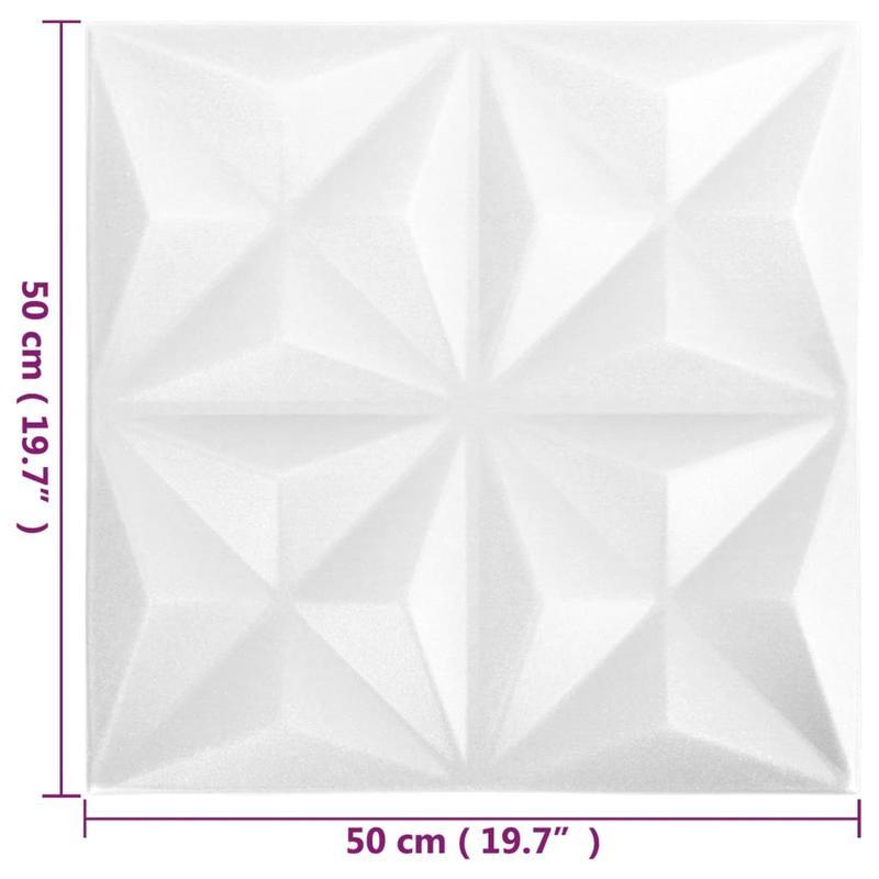 48 st Wandpanelen 3D origami 12 square meter 50x50cm wit