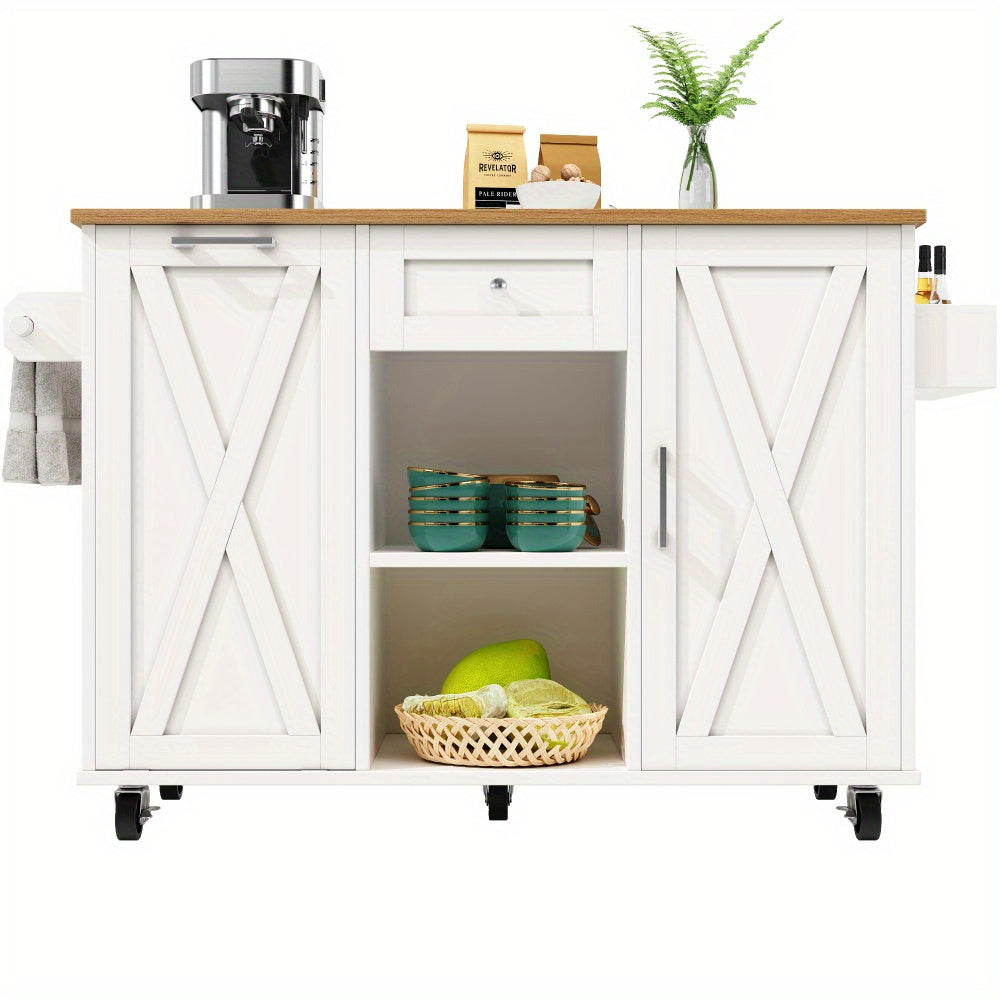 Large Kitchen Storage Cart with Drawer Organizer - Heavy-Duty Mobile Serving Cabinet, White Rolling Utility Trolley for Home Kitchen, Pantry, Dining Room - Space-Saving Design with Easy Assembly, Compact Furniture, Sturdy Con