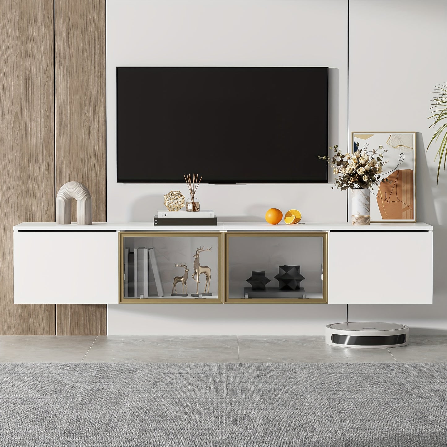 TV-meubel – Tv-kast – Mediameubel – Dressoir – Opbergkast – 170 cm breed – Wit minimalistisch design