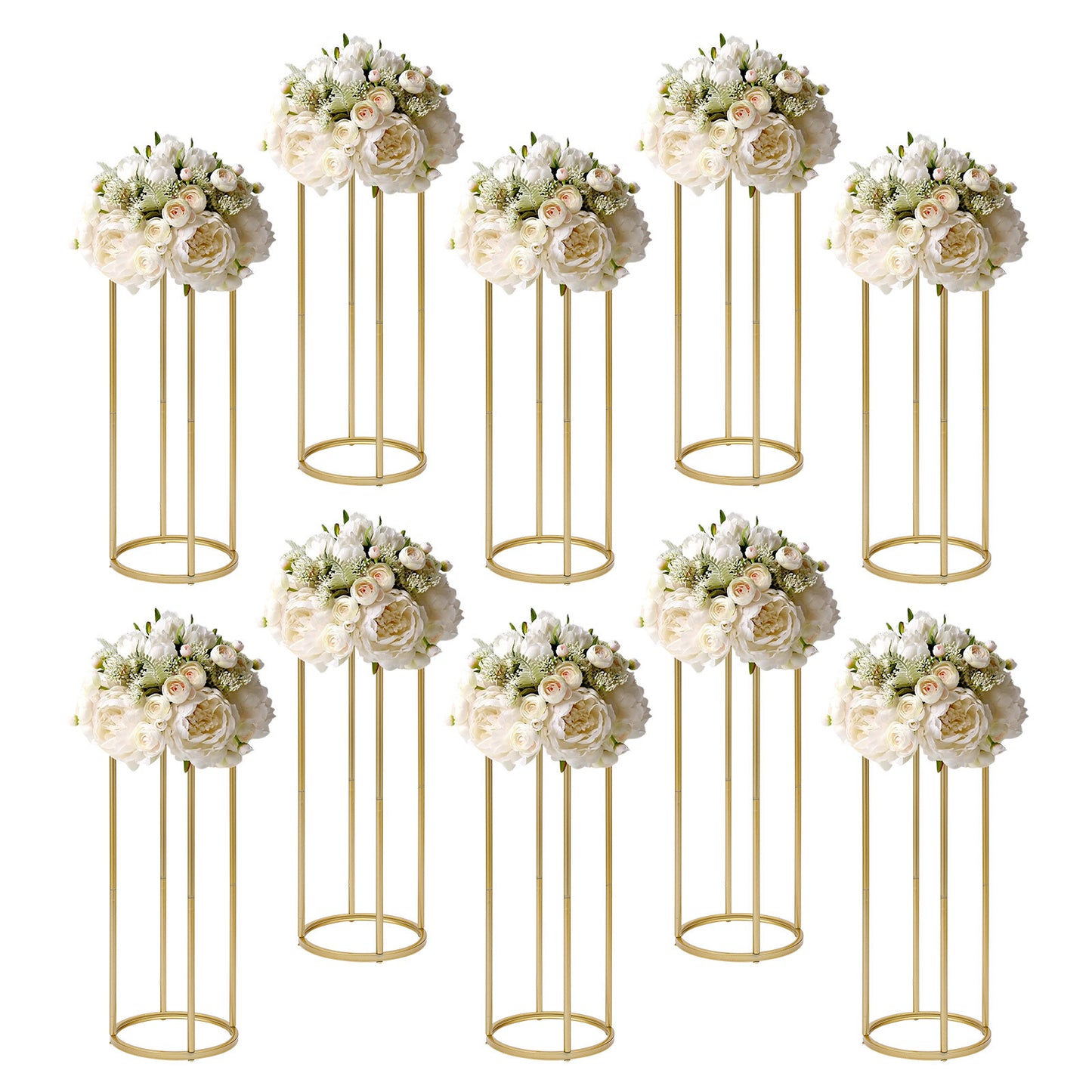 Tafeldecoratie – Bloemenstandaard – Bloemhouder – Tafelpresentatie – Bruiloft Decoratie – Gouden Metalen Standaards – 80 cm Hoog – Robuust Ijzer