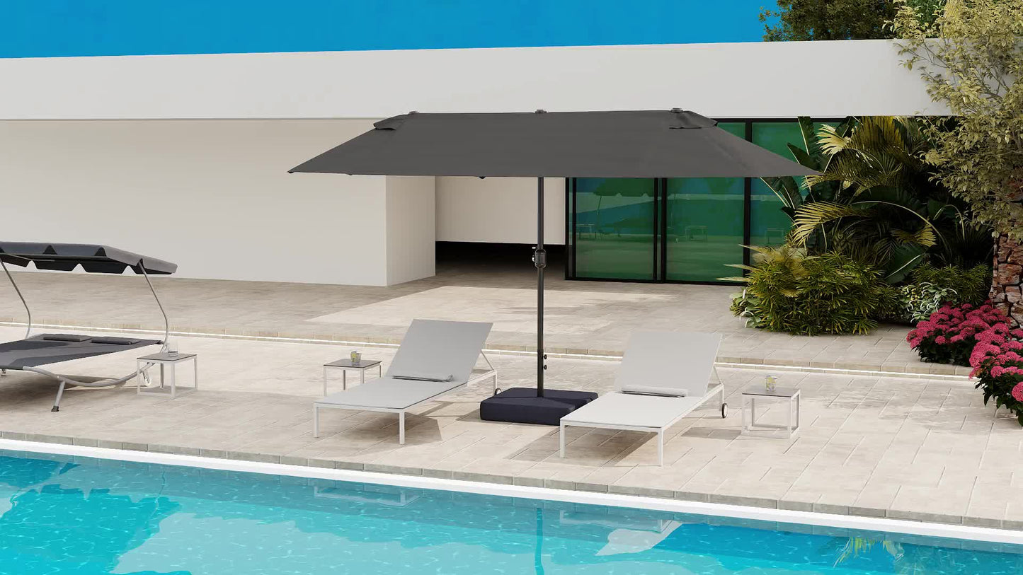 XXL Tuinparasol – Terrasparasol – Zonnescherm – Buitenparasol – Grote Parasol – Stalen Frame – Polyester Doek – Grijs – Met Voet En Knikhendel